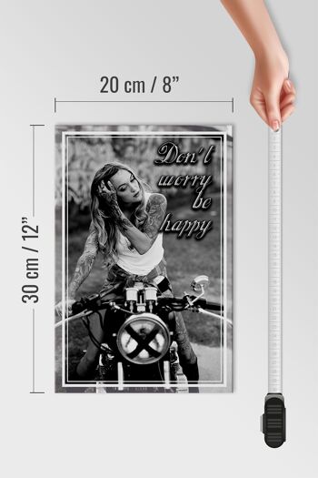 Panneau en bois moto 20x30cm Bike Girl don't inquiet happy 4