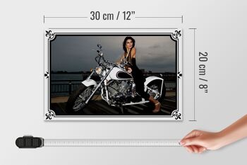 Panneau en bois moto 30x20cm Bike Girl Pinup Woman 4