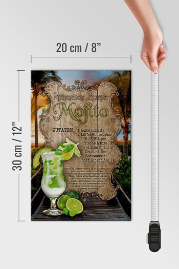 Panneau en bois recette 20x30cm Mojito ingrédients citron vert menthe 4