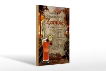 Panneau en bois recette 20x30cm ingrédients zombie rhum grenadine 1