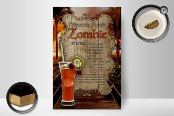 Panneau en bois recette 20x30cm ingrédients zombie rhum grenadine 2