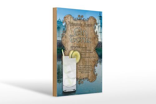 Holzschild Rezept 20x30cm Gin Tonic Zutaten Indian Tonic