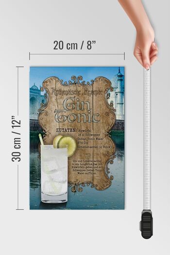 Panneau en bois recette 20x30cm Gin Tonic ingrédients Indian Tonic 4