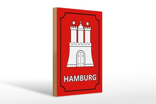 Holzschild Hinweis 20x30cm Hamburg Wappen Bundesland