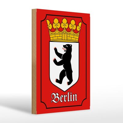 Cartel de madera nota 20x30cm Escudo de armas del estado federal de Berlín