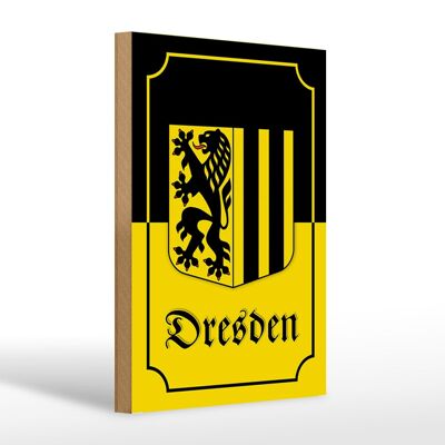 Cartello in legno nota 20x30 cm Stemma della città di Dresda