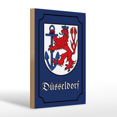 Cartel de madera nota 20x30cm Escudo de la ciudad de Düsseldorf