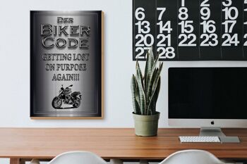 Panneau moto en bois 20x30cm Biker Code se perdre sur 3