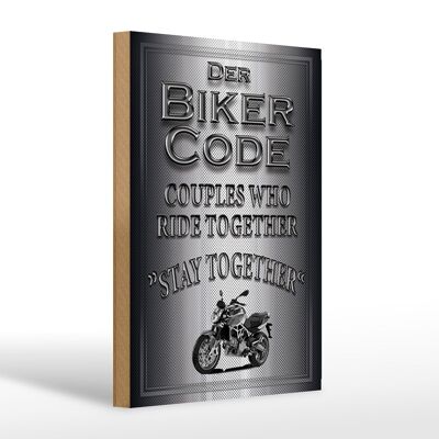 Panneau moto en bois 20x30cm Biker Code stay ride Together