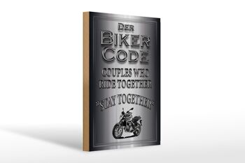 Panneau moto en bois 20x30cm Biker Code stay ride Together 1