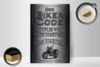 Panneau moto en bois 20x30cm Biker Code stay ride Together 2
