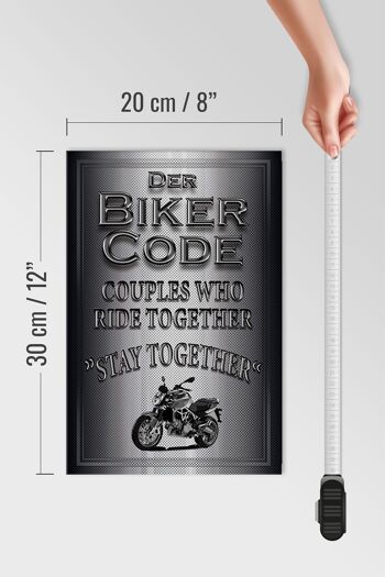 Panneau moto en bois 20x30cm Biker Code stay ride Together 4