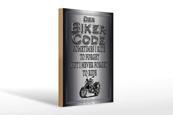 Panneau moto en bois 20x30cm Biker Code Never Forget Ride 1