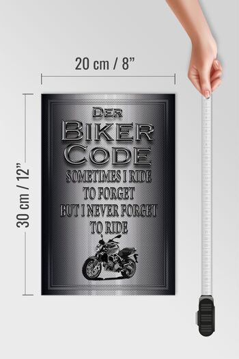 Panneau moto en bois 20x30cm Biker Code Never Forget Ride 4