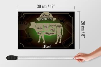 Panneau en bois viande 30x20cm coupes boeuf menu exclusif 4