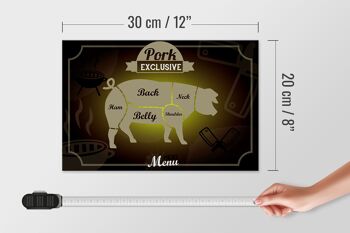 Panneau en bois viande 30x20cm coupes porc menu exclusif 4