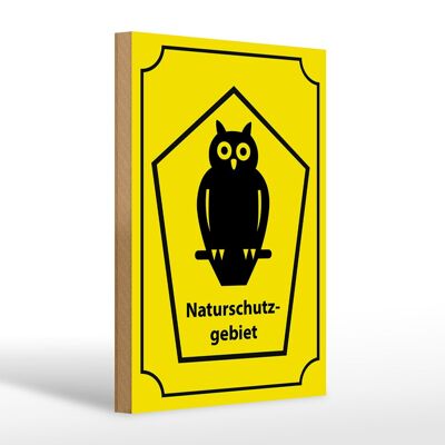 Wooden sign notice 20x30cm nature reserve owl