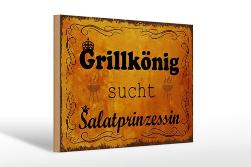 Holzschild Spruch 30x20cm Grillkönig Salatprinzessin