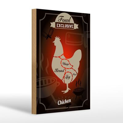 Wooden sign meat 20x30cm Fowl exclusive chicken