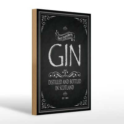 Cartello in legno 20x30 cm Gin migliori ingredienti scozia