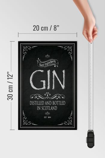 Panneau en bois 20x30cm Gin meilleurs ingrédients Ecosse 4