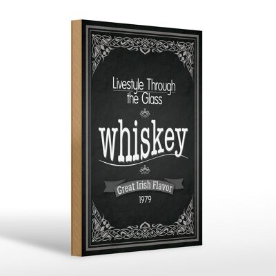 Cartello in legno 20x30 cm Trogolo stile di vita del whisky