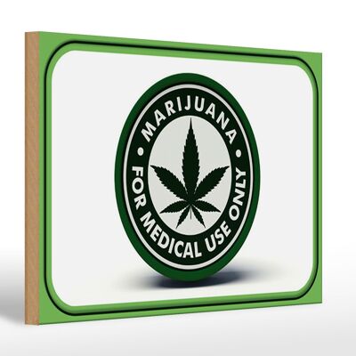 Cartel de madera Marihuana 30x20cm solo para uso médico