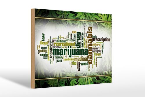 Holzschild Cannabis 30x20cm Marijuana therapy pain smoke