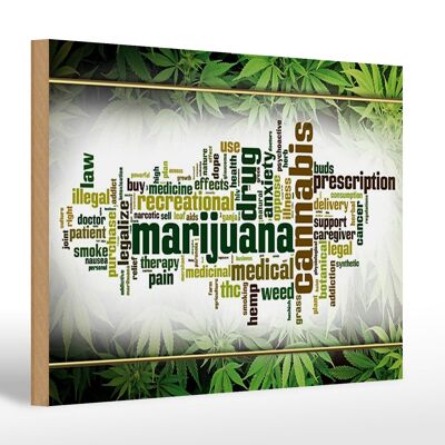 Cartello in legno cannabis 30x20 cm Fumo doloroso per la terapia della marijuana
