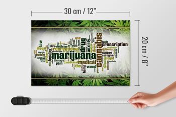 Panneau en bois cannabis 30x20cm Thérapie marijuana douleur fumée 4