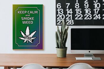 Panneau en bois disant 20x30cm Keep Calm and smoke weed 3