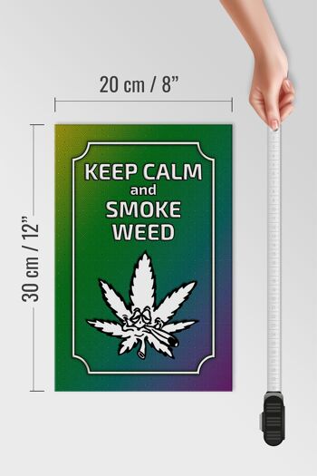 Panneau en bois disant 20x30cm Keep Calm and smoke weed 4