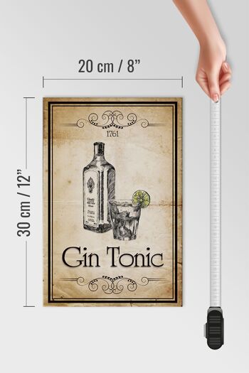 Panneau en bois 20x30cm 1761 Gin tonic Rétro 4