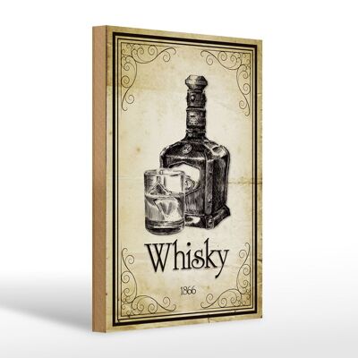 Cartel de madera 20x30cm 1866 Whisky Retro