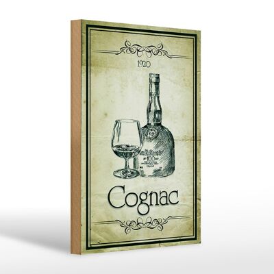 Cartello in legno 20x30 cm 1920 Cognac Retro