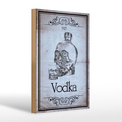 Wooden sign 20x30cm 1925 Vodka Skull