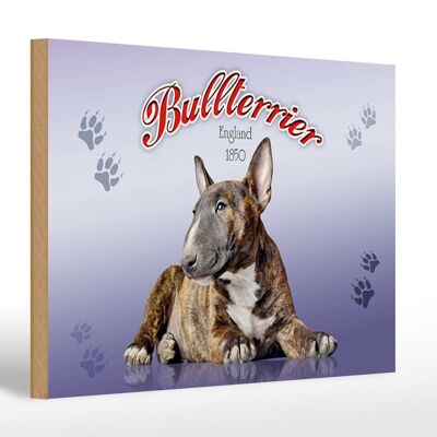 Cartel de madera perro 30x20cm Bull Terrier Inglaterra 1850