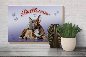 Panneau en bois chien 30x20cm Bull Terrier Angleterre 1850 3