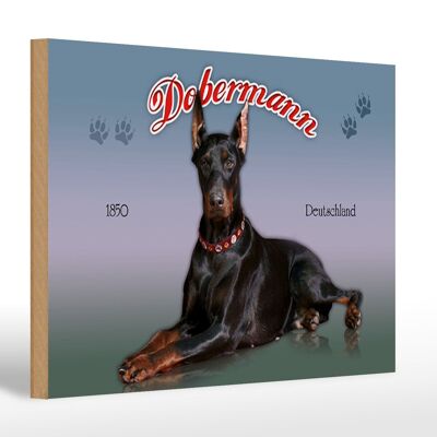 Cartel de madera perro 30x20cm Doberman 1850 Alemania