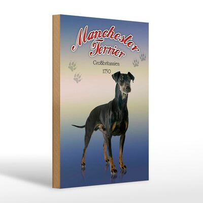 Cartel de madera perro 20x30cm Manchester Terrier Gran Bretaña