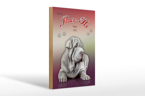 Holzschild Hund 20x30cm Shar-Pei China 1972