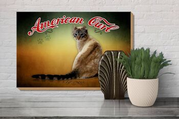 Panneau en bois chat 30x20cm décoration murale American Curl 3