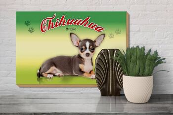 Panneau en bois chien 30x20cm Chihuahua Mexique décoration murale 3