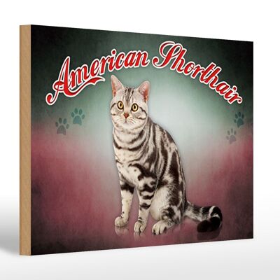 Wooden sign cat 30x20cm American Shorthair wall decoration