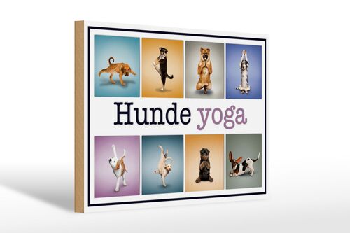 Holzschild Hund 30x20cm Hunde Yoga buntes Schild