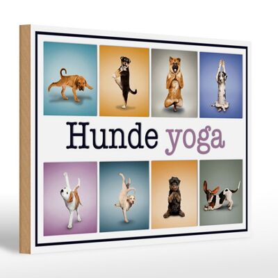 Panneau en bois chien 30x20cm chiens yoga panneau coloré