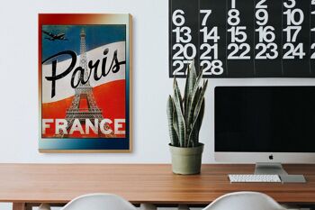 Panneau en bois Paris 20x30cm Tour Eiffel France décoration murale 3
