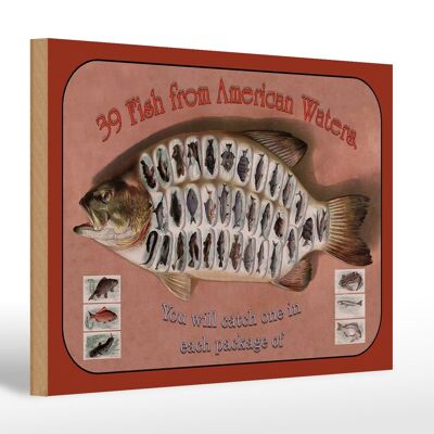 Wooden sign fish 30x20cm 39 Fish from american Waters