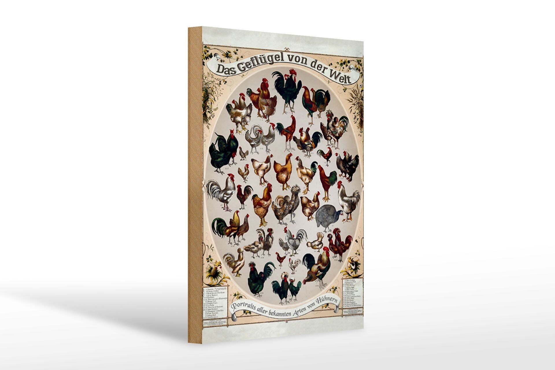 Cartello in legno tipo pollame 20x30 cm il pollame del mondo