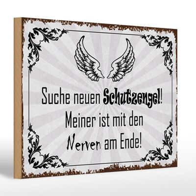 Cartello in legno 30x20 cm con scritta Cercasi un nuovo angelo custode